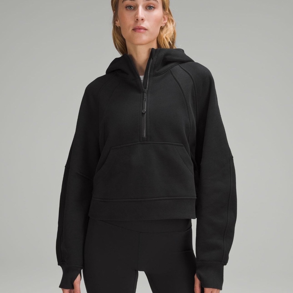 Black crop lulu lemon scuba hoodie.